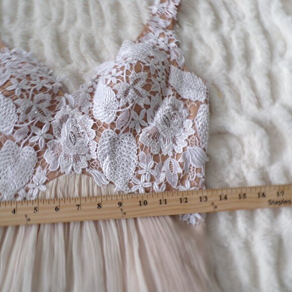 NWOT Jovani SILK mini dress 6 Pastel Spring Chic Feminine Floral Lace Romantic - Picture 6 of 11